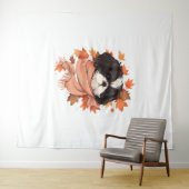 Shih Tzu Fall Dog Autumn Leaves Thanksgiving Copy Wandkleed (In Situ (horizontaal))