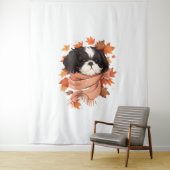 Shih Tzu Fall Dog Autumn Leaves Thanksgiving Copy Wandkleed (In situ)