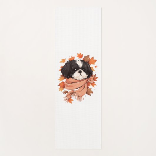 Shih Tzu Fall Dog Autumn Leaves Thanksgiving Copy Yogamat (Voorkant)