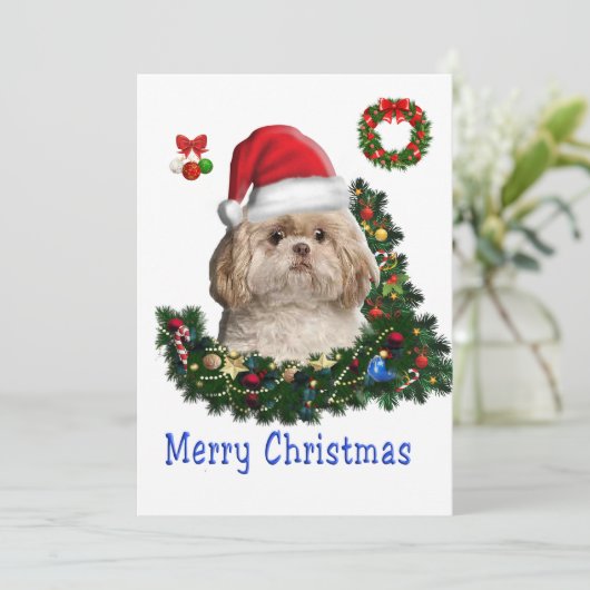 Shih tzu feestdagenkaart (Staand voorkant)