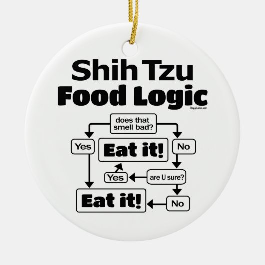 Shih Tzu Food Logic Keramisch Ornament (Voorkant)