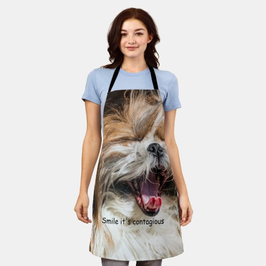 Shih tzu gaapt lachende glimlach tekst aanpassen schort (Gedragen)