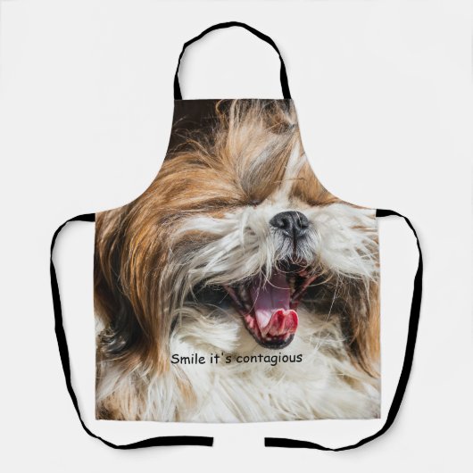 Shih tzu gaapt lachende glimlach tekst aanpassen schort (Voorkant)