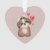 Shih Tzu Gepersonaliseerd met Naam Jaar Hart Ornament (voorkant)