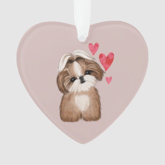 Shih Tzu Gepersonaliseerd met Naam Jaar Hart Ornament (voorkant)