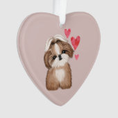 Shih Tzu Gepersonaliseerd met Naam Jaar Hart Ornament (voorkant)