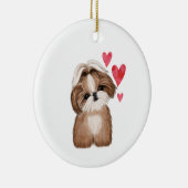 Shih Tzu Gepersonaliseerd met Naam Jaar Keramisch Ornament (Rechts)