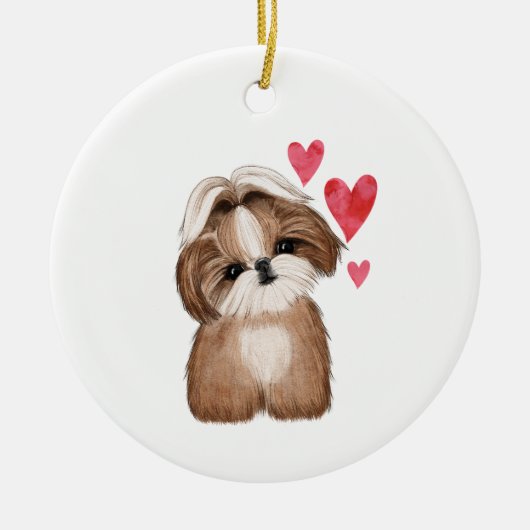 Shih Tzu Gepersonaliseerd met Naam Jaar Keramisch Ornament (Voorkant)