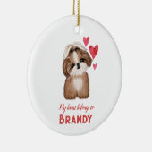 Shih Tzu gepersonaliseerd mijn hart behoort tot Keramisch Ornament (Rechts)