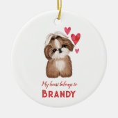 Shih Tzu gepersonaliseerd mijn hart behoort tot Keramisch Ornament (Voorkant)