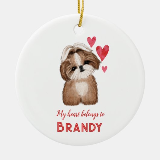 Shih Tzu gepersonaliseerd mijn hart behoort tot Keramisch Ornament (Voorkant)