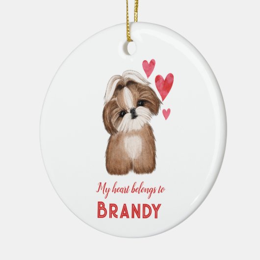 Shih Tzu gepersonaliseerd mijn hart behoort tot Keramisch Ornament (Links)