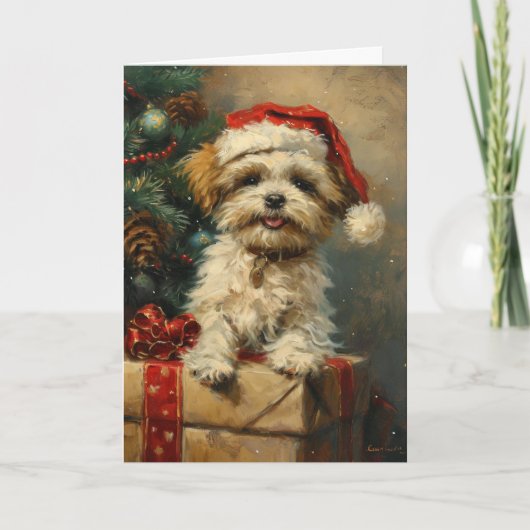 Shih Tzu  gepersonaliseerde kerst Feestdagen Kaart (Voorkant)
