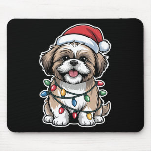 Shih Tzu gewikkeld in kerstverlichting Muismat