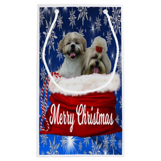 Shih tzu Gift Bag Kerstmis Klein Cadeauzakje (Achterkant)