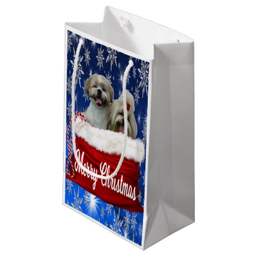 Shih tzu Gift Bag Kerstmis Klein Cadeauzakje (Voorkant Gekanteld)