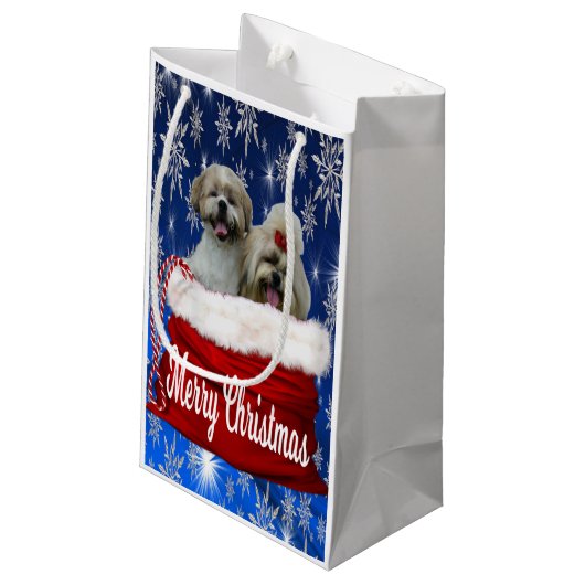 Shih tzu Gift Bag Kerstmis Klein Cadeauzakje (Achterkant Gekanteld)