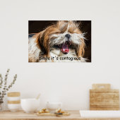 Shih tzu glanzende glimlach tekst past aan poster (Keuken)