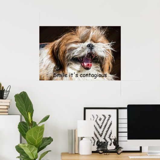 Shih tzu glanzende glimlach tekst past aan poster (Thuiskantoor)