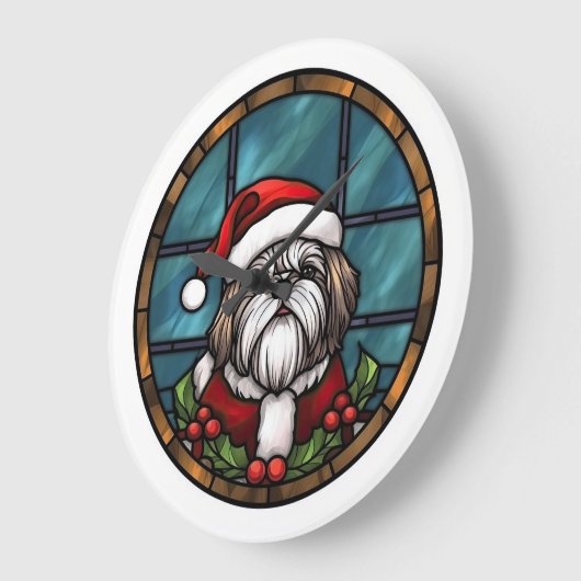 Shih Tzu Glas in lood Kerst Grote Klok (Hoek)
