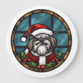 Shih Tzu Glas in lood Kerst Grote Klok (Voorkant)