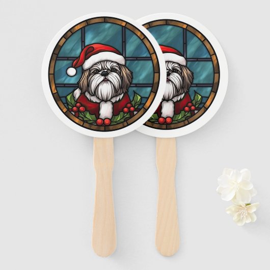 Shih Tzu Glas in lood Kerst Handwaaier (Voorkant en achterkant)