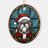 Shih Tzu Glas in lood Kerst Keramisch Ornament (Links)