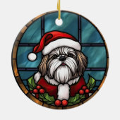 Shih Tzu Glas in lood Kerst Keramisch Ornament (Achterkant)