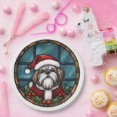 Shih Tzu Glas in lood Kerst Papieren Bordje (Feest)