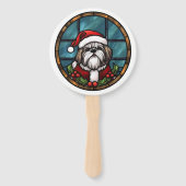 Shih Tzu Glas in Lood Kerstmis Handwaaier (Achterkant)