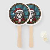 Shih Tzu Glas in Lood Kerstmis Handwaaier (Voorkant en achterkant)