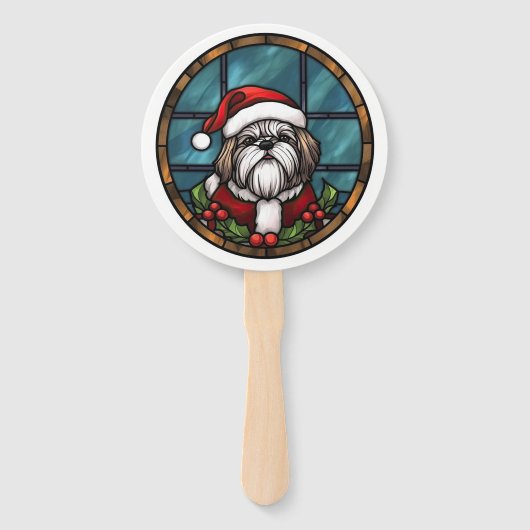 Shih Tzu Glas in Lood Kerstmis Handwaaier (Voorkant)