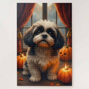 Shih Tzu Gotische Manor Halloween Portret Kunst Legpuzzel