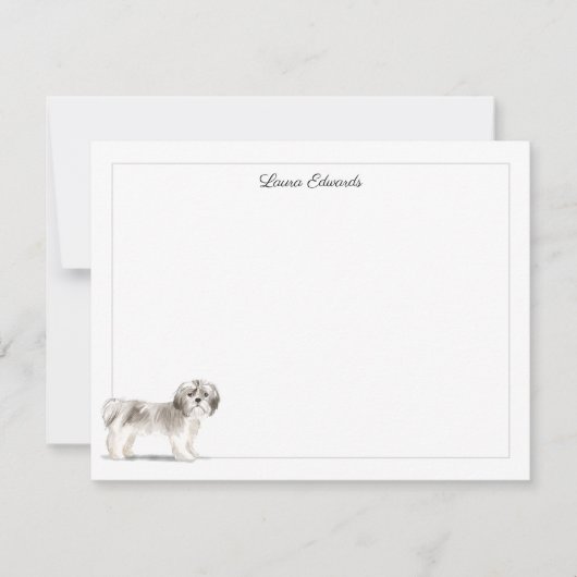 Shih Tzu Gray Border Personalized Notitiekaartje (Voorkant)