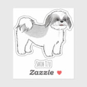 Shih Tzu grijs en wit cartoon hond vinyl Sticker (Vel)