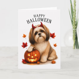 Shih Tzu Halloween Duivels Hond Kaart