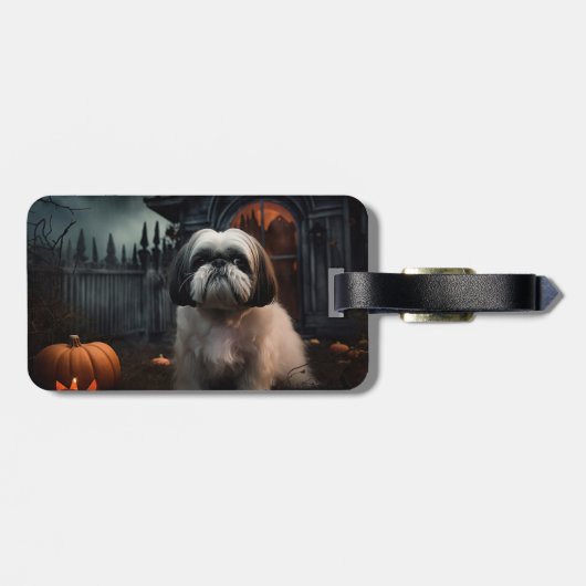 Shih Tzu Halloween eng Bagagelabel (Achterkant horizontaal)