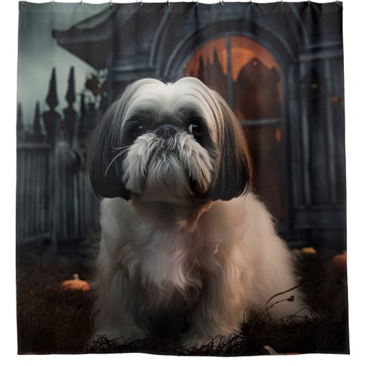 Shih Tzu Halloween eng Douchegordijn (Voorkant)