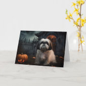 Shih Tzu Halloween eng Kaart (Gele Bloem)