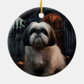 Shih Tzu Halloween eng Keramisch Ornament (Achterkant)