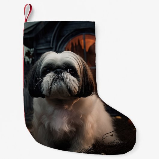 Shih Tzu Halloween eng Kleine Kerstsok (Voorkant)
