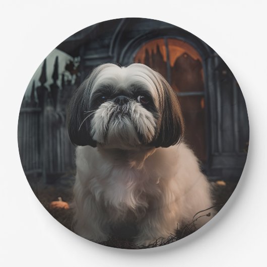 Shih Tzu Halloween eng Papieren Bordje (Voorkant)