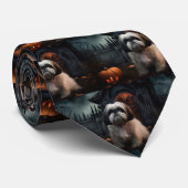 Shih Tzu Halloween eng Stropdas (Opgerold)