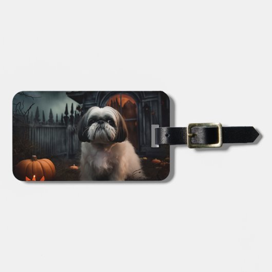 Shih Tzu Halloween Griezelen Bagagelabel (Voorkant horizontaal)