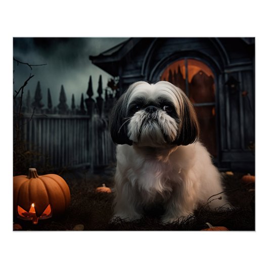 Shih Tzu Halloween Griezelen Perfect Poster (Voorkant)