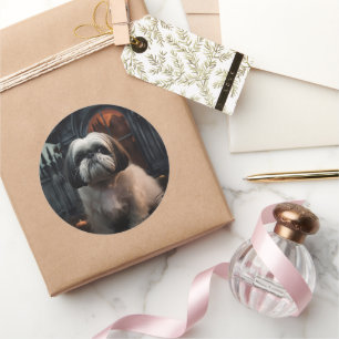 Shih Tzu Halloween Griezelen Ronde Sticker