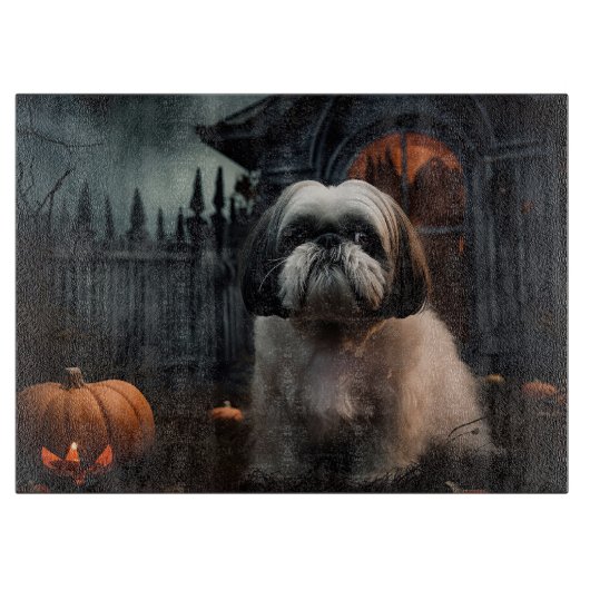 Shih Tzu Halloween Griezelen Snijplank (Voorkant)