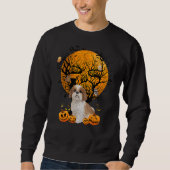 Shih Tzu Halloween Kostuum Maan Schedel Boom Uil M Trui (Voorkant)