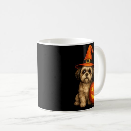 Shih Tzu Halloween Pumpkin Dog Costume Family Matc Koffiemok (Voorkant rechts)