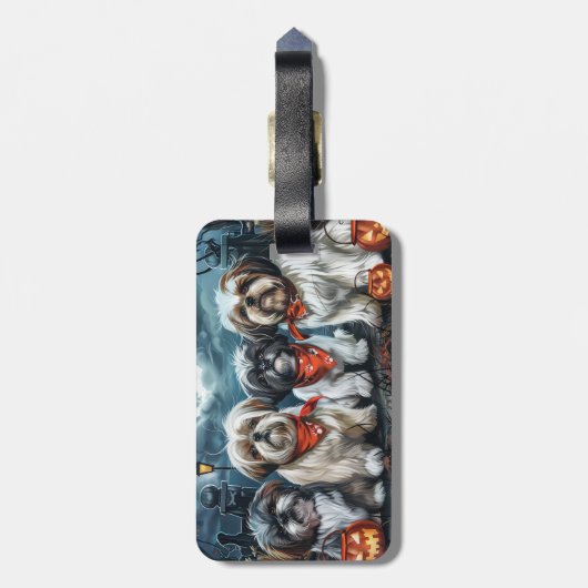 Shih Tzu Halloween Spooky Bagagelabel (Achterkant verticaal)